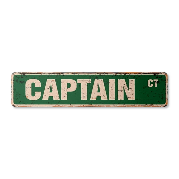 CAPTAIN Vintage Aluminum Street Sign boss sailboat ship Metal Sign airline rustic metal tin | Indoor/Outdoor | 24" Wide