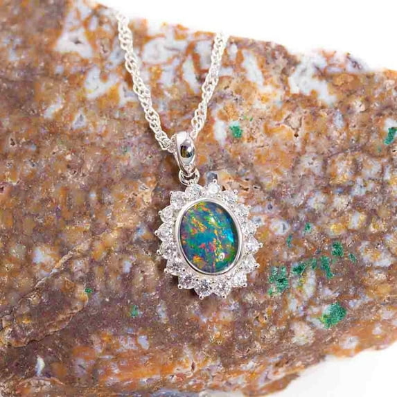 CAPTIVATING ABUNDANCE STERLING SILVER AUSTRALIAN BLACK OPAL NECKLACE