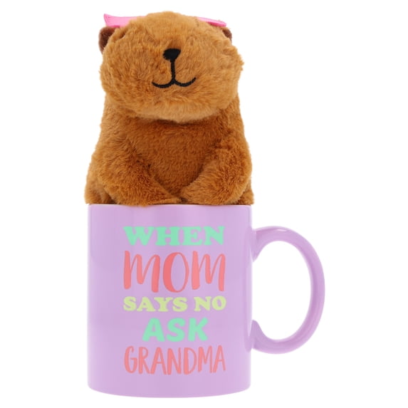 Capybara Plush in Ask Grandma Mug, Purple and Brown, Mother's Day by Way To Celebrate