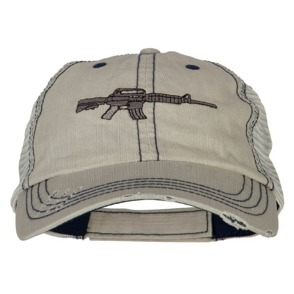 CAR-15 Rifle Embroidered Low Profile Mesh Cap - Putty OSFM