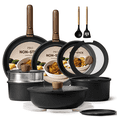 thumbnail interactive-video image 1 of Carote 21 Pcs Nonstick Cookware Set, Pots and Pans Set with Detachable Handles, Oven/Dishwasher Safe, Stackable Kitchen Cooking Set, Black Granite., 1 of 8