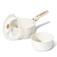 thumbnail image 1 of Carote Ceramic Nonstick Cookware Set with Induction, 4-Piece Set with Detachable Saucepan and Lid, Oven Safe, Dishwasher Safe, Cream White, 1 of 9