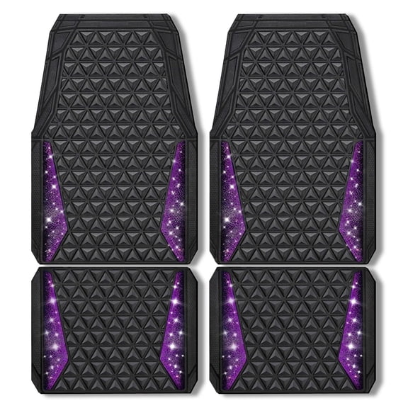 CAR GRAND Bling diamond rubble automotive floor mats full set anti-slip water proof universal fit glitter crystal sparkly shining rhinestone girl woman lady femal Black purple