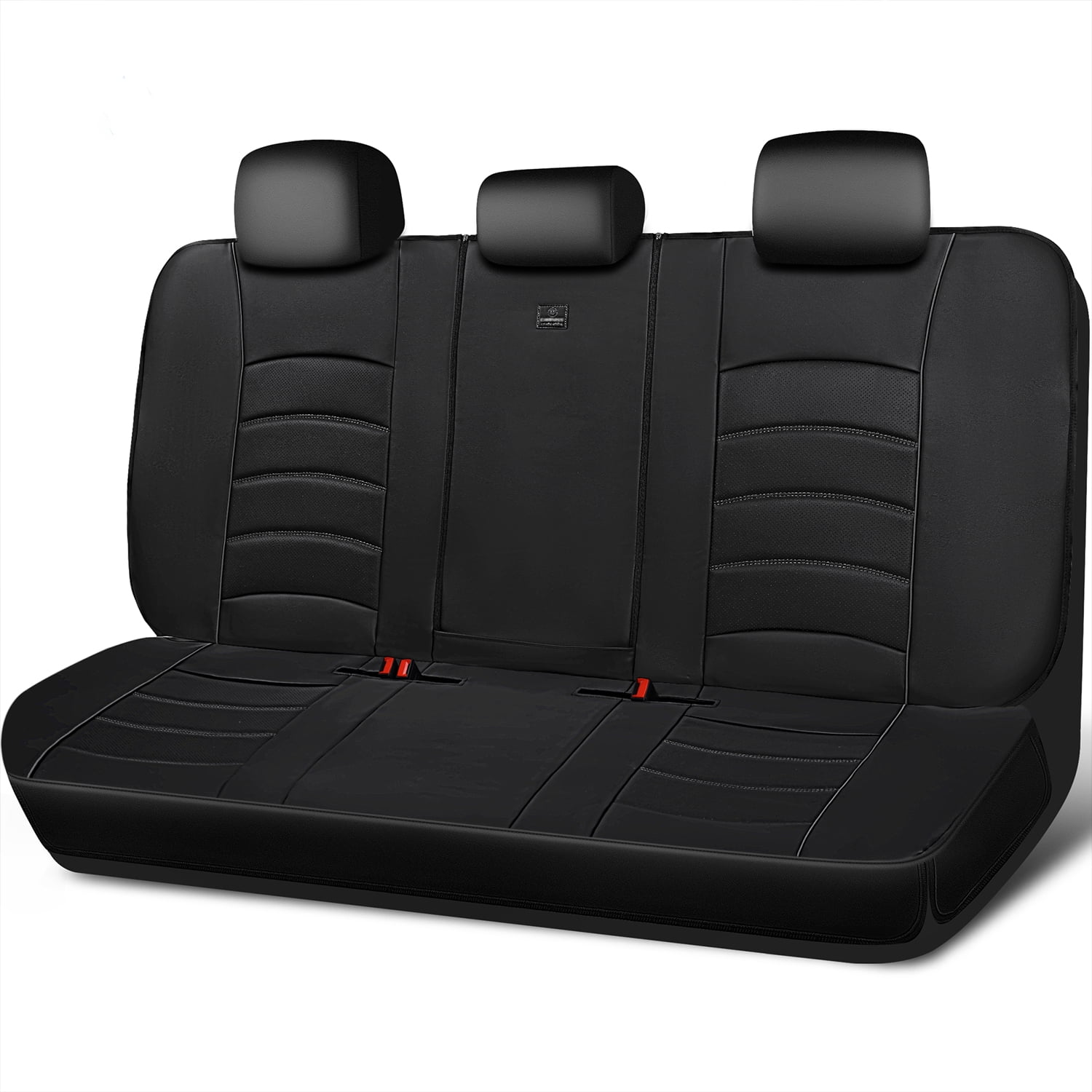 CAR GRAND Comfortable  3D Foam Leather Back Seat Covers, Waterprooof Zipper Split Rear Bench Seat Protectors Universal Fit for Automotive Interior Covers for Car Sedan SUV  All Black