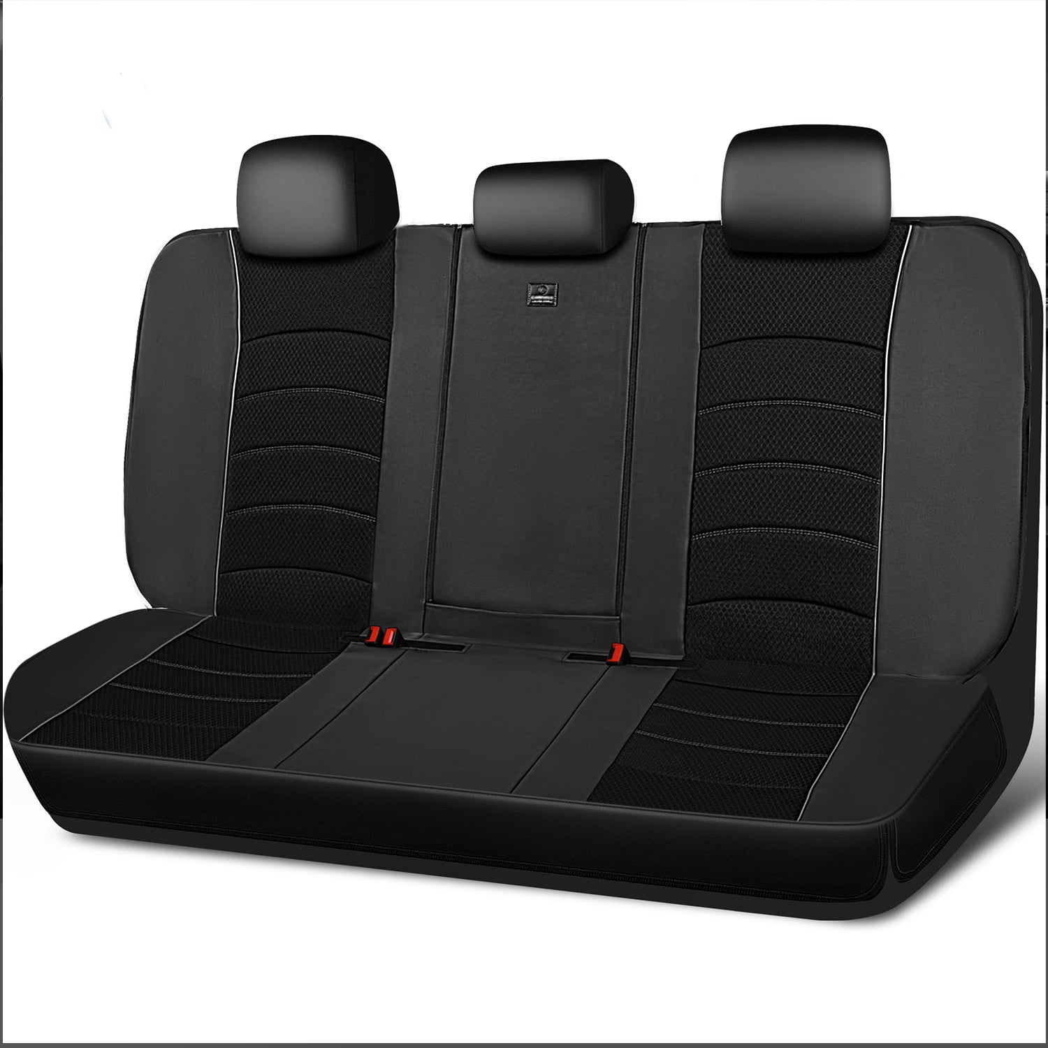 CAR GRAND Comfortable  3D Foam Mesh PU Leather Back Seat Covers, Air Cool Mesh Beathable Rear Bench Seat Protectors for Automotive Interior Covers for Car Sedan SUV  All Black