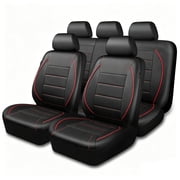 CAR GRAND Faux Leather car seat covers full set breathable universal fit airbag compatible car, SUV, truck and van red