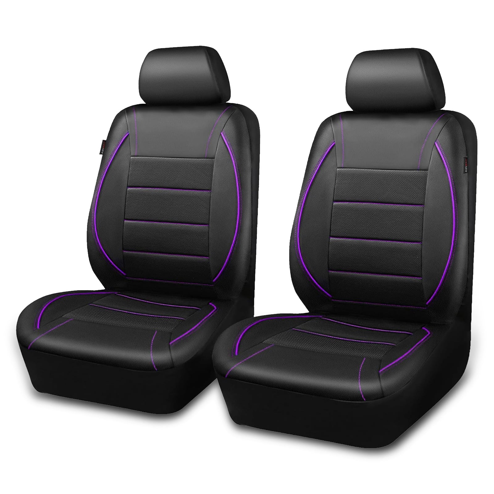 CAR GRAND Faux Leather car seat covers front pair breathable universal fit airbag compatible car, SUV, truck and van Purple