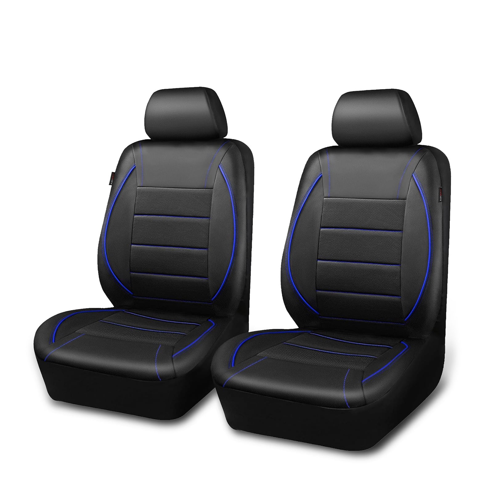 CAR GRAND Faux Leather car seat covers front pair breathable universal fit airbag compatible car, SUV, truck and van blue