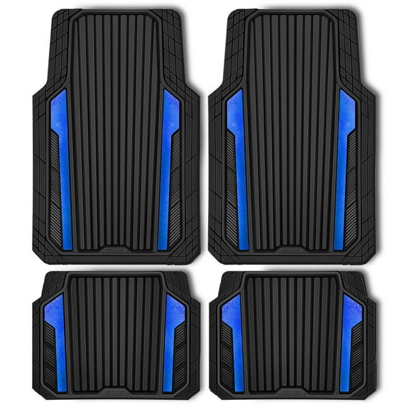 CAR GRAND Heavy Rubber Car Floor Mats, Deep Waterproof Car Mats All Weather, Universal Trim-to Fit Automotive Floor Mats for Car SUV Truck Van, Durable Floor Liners waterproof anti-slip black blue