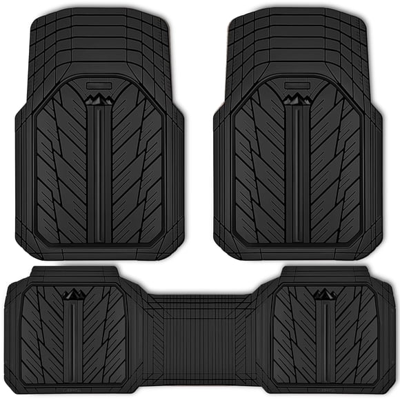 CAR GRAND Heavy Duty Rubber Car Floor Mats, Deep Dish Waterproof Car Mats All Weather, Universal Trim-to Fit Automotive Floor Mats for Car SUV Truck Van, Durable Floor Liners All Black