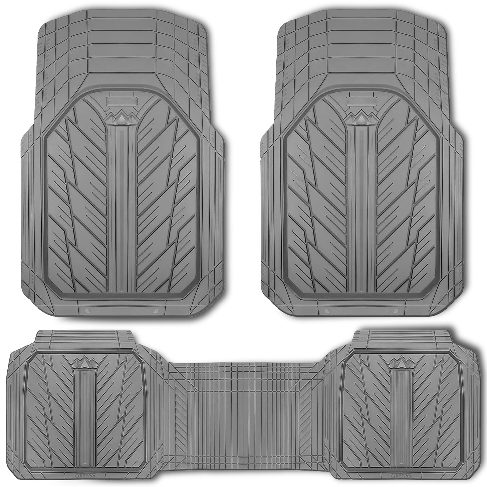 CAR GRAND Heavy Rubber Car Floor Mats, Deep Waterproof Car Mats All Weather, Universal Trim-to Fit Automotive Floor Mats for Car SUV Truck Van, Durable Floor Liners All Gray