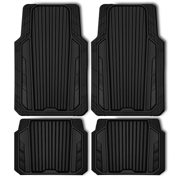 CAR GRAND Heavy Rubber Car Floor Mats, Deep Waterproof Car Mats All Weather, Universal Trim-to Fit Automotive Floor Mats for Car SUV Truck Van, Durable Floor Liners waterproof anti-slip all black