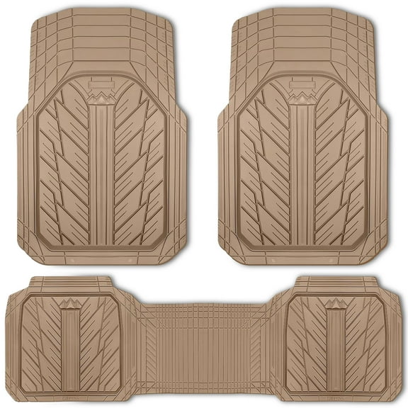 CAR GRAND Heavy Rubber Car Floor Mats, Deep Waterproof Car Mats All Weather, Universal Trim-to Fit Automotive Floor Mats for Car SUV Truck Van, Durable Floor Liners All Beige