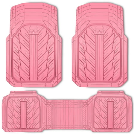 CAR GRAND Heavy Rubber Car Floor Mats, Deep Waterproof Car Mats All Weather, Universal Trim-to Fit Automotive Floor Mats for Car SUV Truck Van, Durable Floor Liners All Pink
