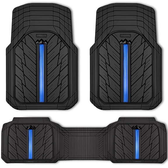 CAR GRAND Heavy Rubber Car Floor Mats, Deep Waterproof Car Mats All Weather, Universal Trim-to Fit Automotive Floor Mats for Car SUV Truck Van, Durable Floor Liners Blue