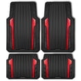 thumbnail image 1 of CAR GRAND Heavy Duty Rubber Car Floor Mats, Deep Dish Car Mat set of 4 All Weather, Universal Trim-to Fit Automotive Floor Mats Car SUV Truck Van, Durable Floor Liners waterproof anti-slip Black Red, 1 of 9