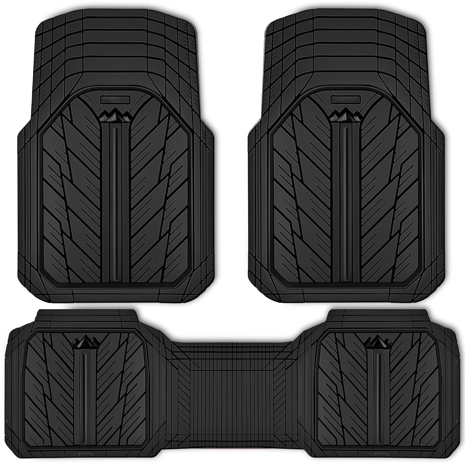 CAR GRAND Heavy Rubber Car Floor Mats, Deep Waterproof Car Mats All Weather, Universal Trim-to Fit Automotive Floor Mats for Car SUV Truck Van, Durable Floor Liners All Black