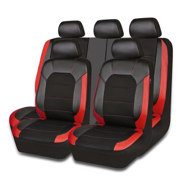 CAR GRAND Leather car seat covers air mesh breathable universal fit airbag compatible car, SUV, truck and van