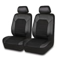 thumbnail image 1 of CAR GRAND Leather car seat covers front pair air mesh breathable universal fit airbag compatible car, SUV, truck and van, all black, 1 of 7