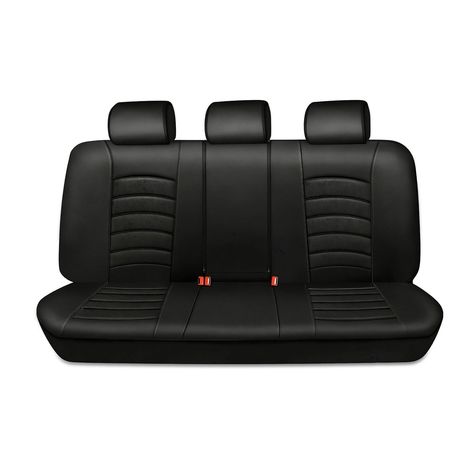 CAR GRAND PU Leather Car Seat Covers, Universal Fit Rear Bench covers for Trucks SUV Sedan Automotive Seat Protectors Armrest Waterproof 3D Foam Comfortable Faux Nappa Leather Black