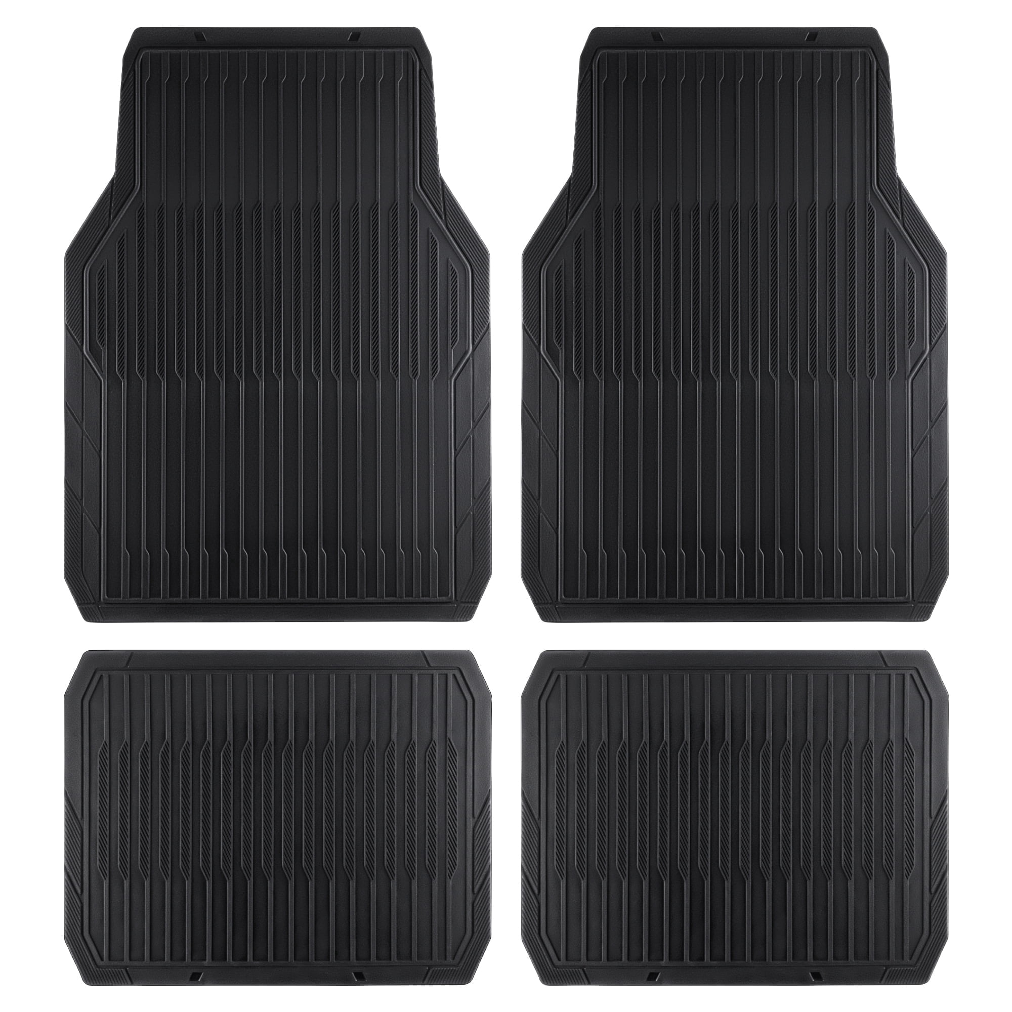 CAR GRAND Rubber Car Mats All Weather All Season Waterproof Universal Fit Trim to Fit SUV, Sedan, Truck, Set of 4 pieces All Black