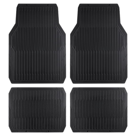 CAR GRAND Rubber Car Mats All Weather All Season Waterproof Universal Fit Trim to Fit SUV, Sedan, Truck, Set of 4 pieces All Black