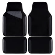 CAR GRAND Waterproof Faux Leather Carpet Car Floor Mats Universal Fit Anti-Slip Nibbs PVC Back Driver Heel Pad SUV, VAN Sedan Truck Set of 4 Pieses All Black