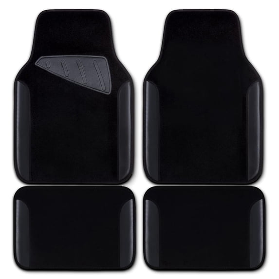 CAR GRAND Waterproof Faux Leather Carpet Car Floor Mats Universal Fit Anti-Slip Nibbs PVC Back Driver Heel Pad SUV, VAN Sedan Truck Set of 4 Pieses All Black