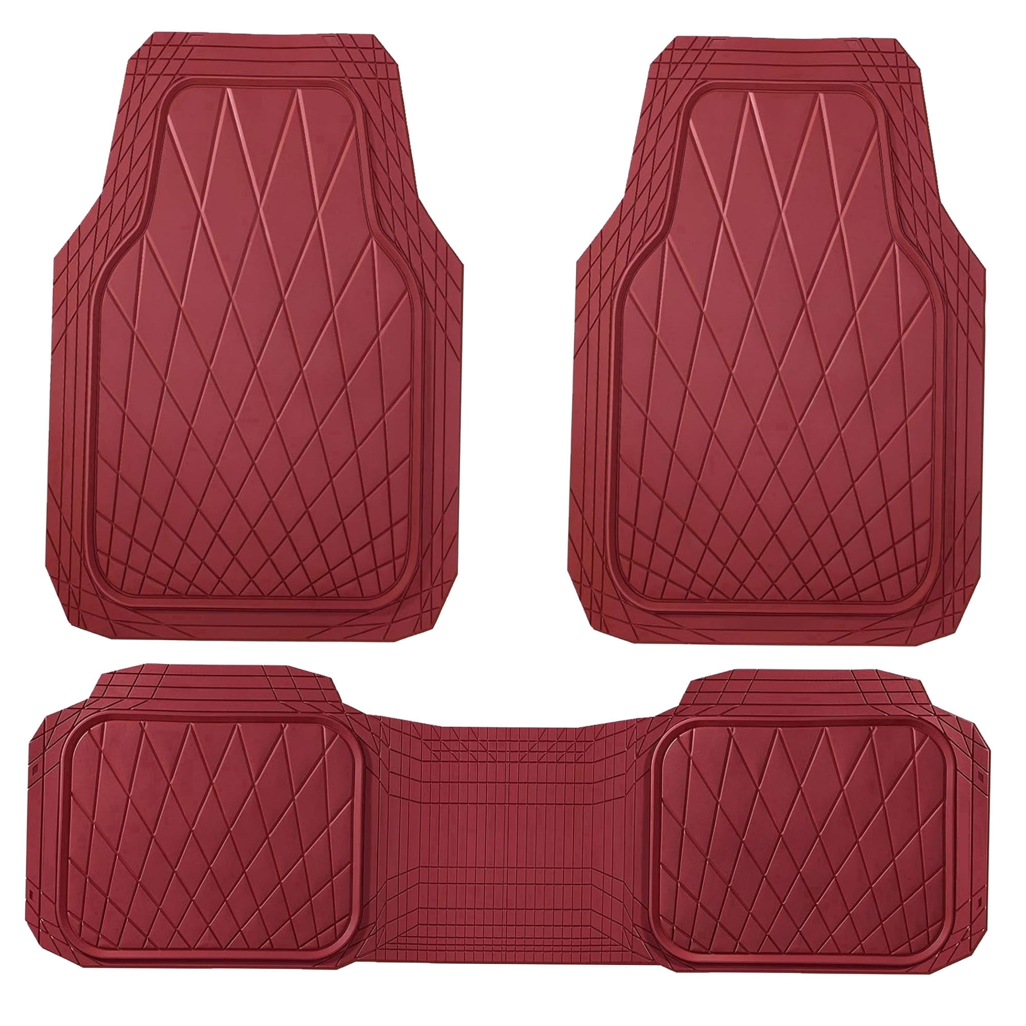 CAR GRAND premium heavy duty rubble car floor mats deep dish all weather waterproof easy clean universal trim fit sedan SUV Van Truck all black
