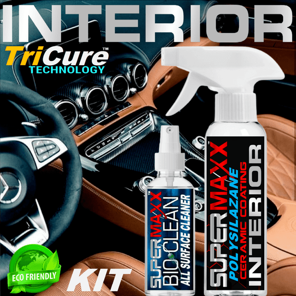 CAR INTERIOR CERAMIC CAR COATING TRICURE ALL SURFACE LEATHER FABRIC PROTECTION (8oz spray/4oz Cleaner)