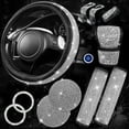 thumbnail image 1 of CAR GRAND 11 PCS Bling Car Accessories for Women, Sparkly Rhinestone Diamond Steering Wheel Cover, Bling Seat Belt Cushion, Glitter Shift Knob Cover, Car Cup Holder Coaster, Cute Interior Sets Silver, 1 of 6
