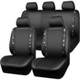 thumbnail image 1 of CAR GRAND Bling Car Seat Covers Full Set, Shining Rhinestone Diamond Waterproof Faux Leather, Rear with Zipper, Universal Fit Automotive Glitter Crystal Sparkle Strips for Cute Women Girl, black, 1 of 8