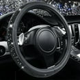 thumbnail image 1 of CAR GRAND Bling Diamond Leather Steering Wheel Cover Sparkly Crystal Glitter Rhinestones Universal Fit 14"1/2-15" Car Wheel Protector for Women Girl Fit Suvs Vans Sedans Car Trucks, Black Diamond, 1 of 8