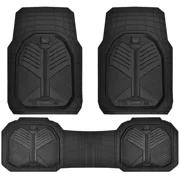 CAR PASS Heavy Duty Rubber Floor Mats 3-Piece Universal Car Mat Set Waterproof for Car Auto SUV Truck Black