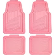 CAR PASS Heavy Duty Rubber Floor Mats Pink 4-Piece Car Mat Set - Universal Waterproof for SUV Truck, Durable All-Weather Mats，Car Women,Girly(All Pink)