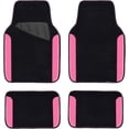 thumbnail image 1 of CAR PASS Rainbow Waterproof Universal Fit Faux Leather Car Carpet- Anti-Slip Nibbed Backing Floor Mats for SUV, Vans,Sedans,Trucks, Automotive Set of 4 for Women&Cute Girly (Black with Pink), 1 of 7