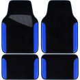 thumbnail image 1 of CAR PASS Rainbow Waterproof Universal Fit Faux Leather Car Carpet- Anti-Slip Nibbed Backing Floor Mats for SUV, Vans, Sedans, Trucks, Automotive Set of 4pcs (Black with Blue), 1 of 6