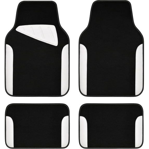 CAR PASS Waterproof Universal Fit Car Floor Mats, Car Mats Fit for SUV,Vans,sedans, Trucks,Set of 4pcs Car Carpet with Driver Heel Pad (White)