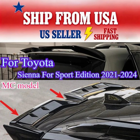 CAR REAR Spoiler WING Compatible with Toyota Sienna Sport Edition 2021-2024 Spoiler WING Tail Fin Lip MC Models Protector Body kits Tuning Accessories