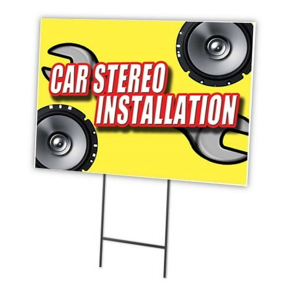 CAR STEREO INSTALLATION  18"x24" Yard Sign & Stake | Advertise Your Business | Stake Included Double Sided Image | Made in The USA