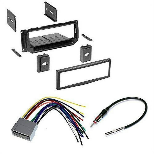 CAR STEREO RADIO KIT DASH INSTALLATION TRIM BEZEL W ANTENNA & WIRING HARNESS FOR SELECT CHRYSLER JEEP AND DODGE VEHICLES 2002 -2010
