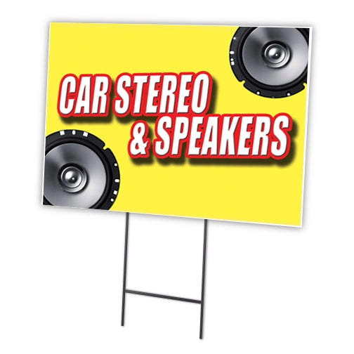 CAR STEREO & SPEAKERS 18"x24" Yard Sign & Stake | Advertise Your Business | Stake Included Image On Front Only | Made in The USA