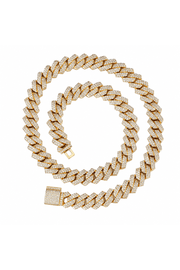 CARTIX 12MM T Cut Zircon Cuban Chain Necklace for Men & Women, CZ Iced Out Hip Hop Bling Jewelry, Statement Link Chain, Gold Silver Rose Gold