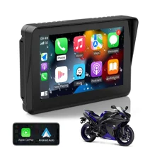 CARABC Portable Motorcycle Carplay, 5 Inch IPS Full HD Touch Screen Apple Carplay and Android Auto, IPX7 Waterproof for Motorbike, with GPS Navigation, Support Siri/Google Assistant