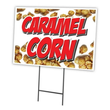 CARAMEL CORN 18"x24" Yard Sign & Stake | Advertise Your Business | Stake Included Image On Front Only | Made in The USA