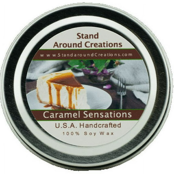 CARAMEL SENSATIONS TIN 2-OZ. ALL NATURAL SOY CANDLE