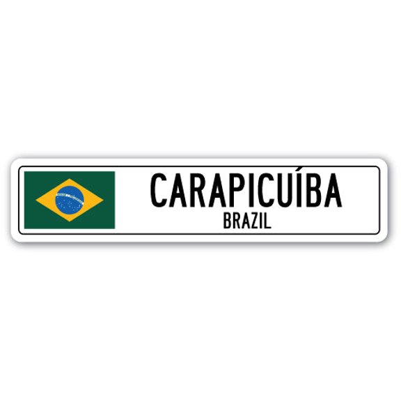 CARAPICUOBA BRAZIL Street Sign Brazilian flag city country road wall gift