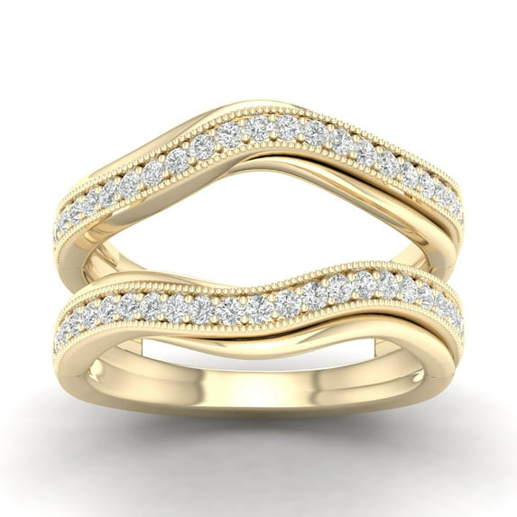 CARATS FOR YOU 0.45 Cttw White Natural Diamond Milgrain Edge Curved Wedding Bands for Women Ring Enhancer Guard for Engagement Rings In 10K Yellow Gold (Color : I-J, Clarity : I2-I3), Ring Size-11.5
