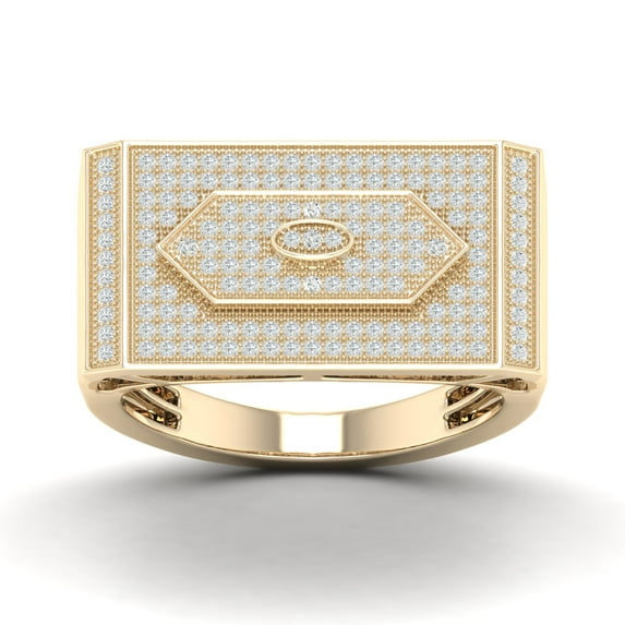 CARATS FOR YOU 1/2 Cttw White Natural Diamond Stackable Men's Rings In 14 Karat Yellow Gold Plated (0.49 Carat, I-J Color, I2-I3 Clarity) Ring Size-8