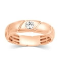 thumbnail image 1 of CARATS FOR YOU 1/5 cttw White Natural Diamond In 14K Rose Gold Plated Solitaire Beze Set Wedding Band Ring (0.20 Carat, I-J Color, I2-I3 Clarity), Ring Size-8.5, 1 of 5